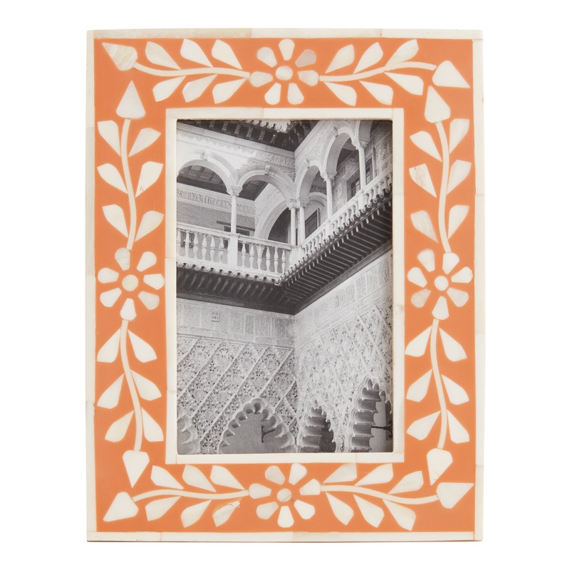Blush Floral Inlay Bone Frame