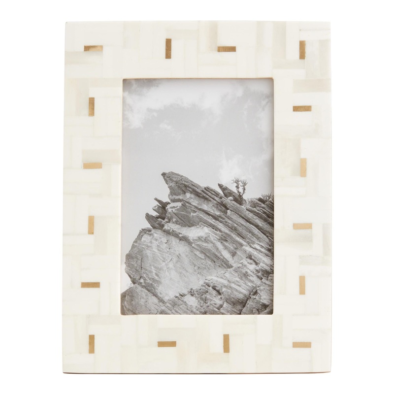 Bone and Brass Inlay Parquet Frame