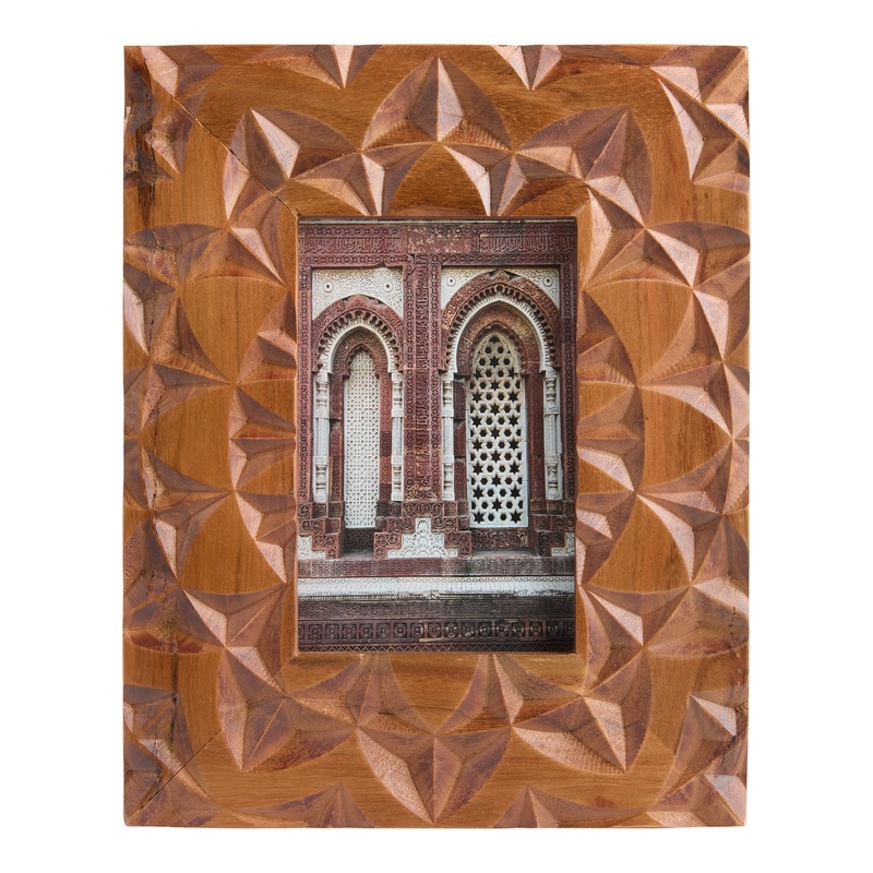Brown Acacia Wood Carved Picture Frame