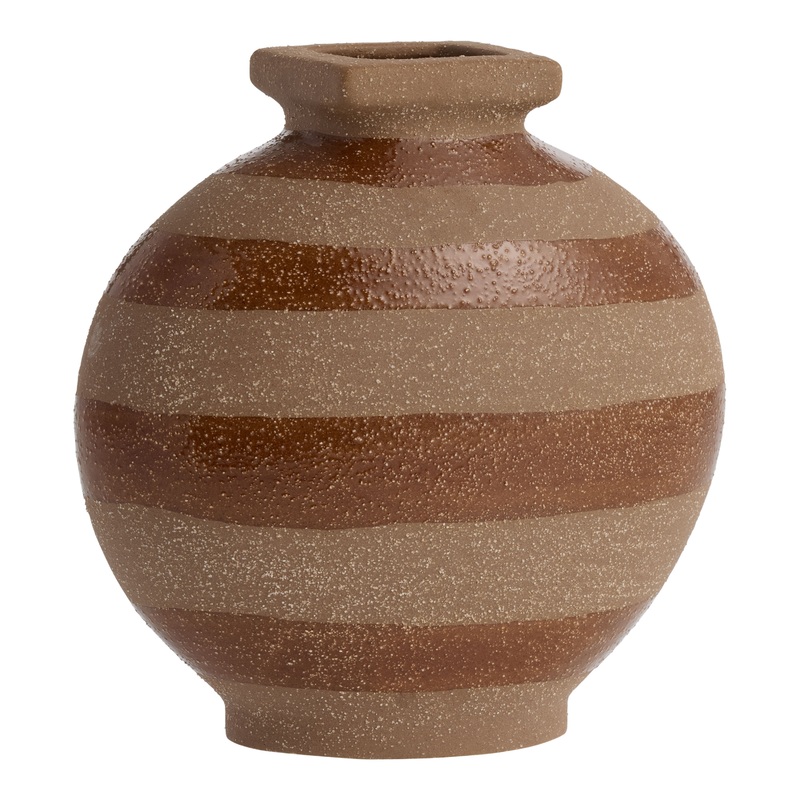 Brown Clay Striped Vase