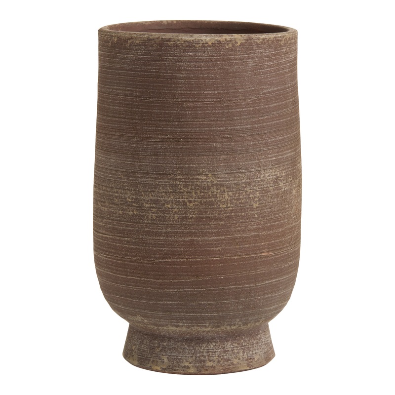 Burgundy Washed Terracotta Footed Vase