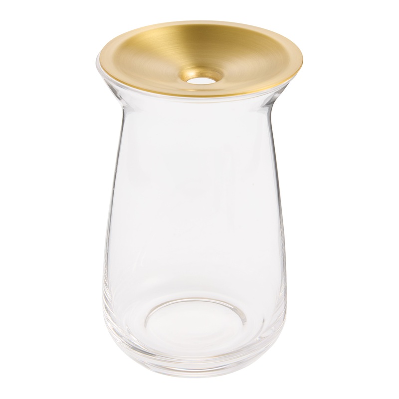 Clear Glass and Gold Metal Bud Vase