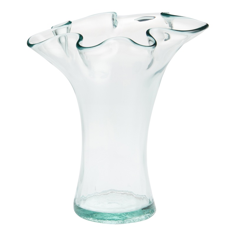 Clear Ruffle Glass Vase