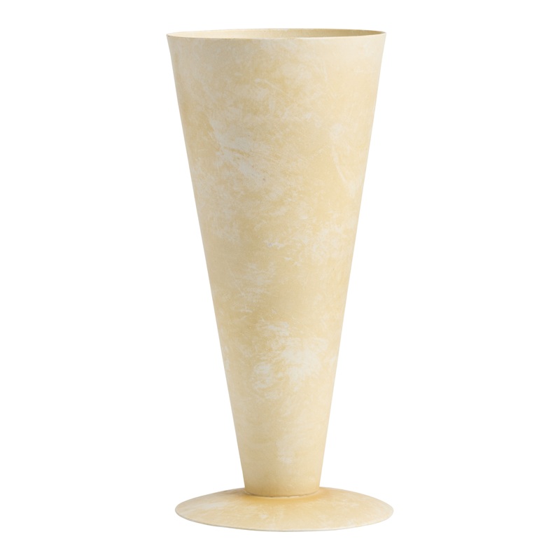 Cream Antiqued Metal Cone Vase