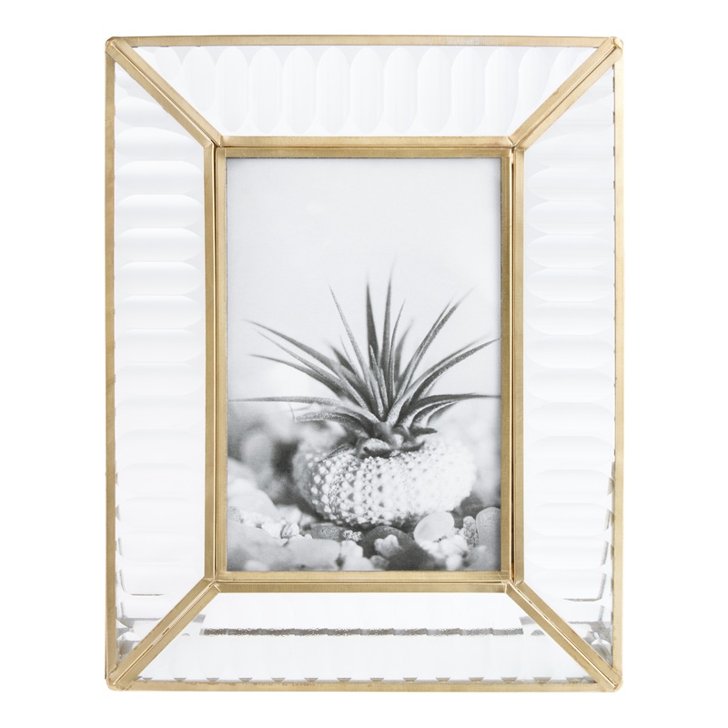 Fluted Glass and Antique Brass Picture Frame