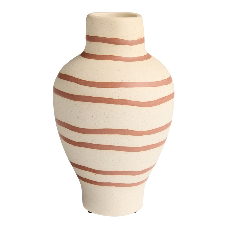Ivory and Terracotta Clay Striped Vase