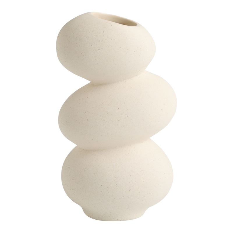 Ivory Ceramic Stacked Rocks Vase