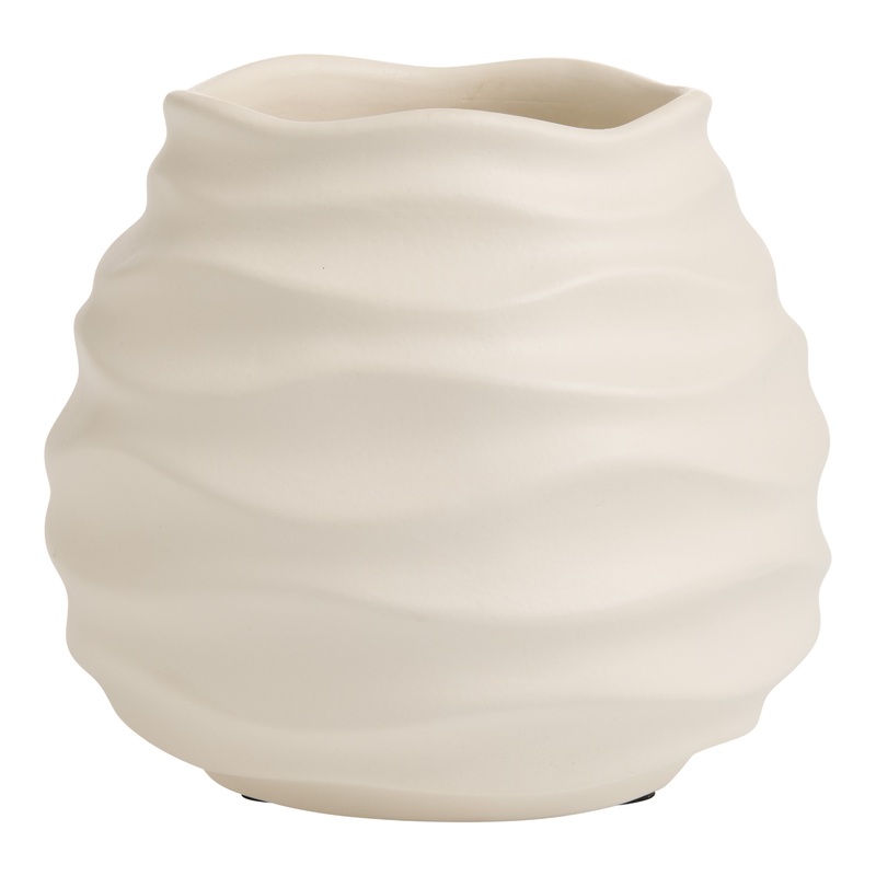 Ivory Terracotta Organic Wavy Lines Vase