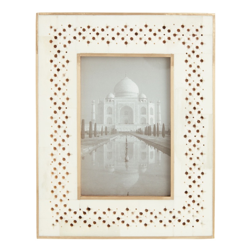 Jaali White Bone and Brass Border Frame