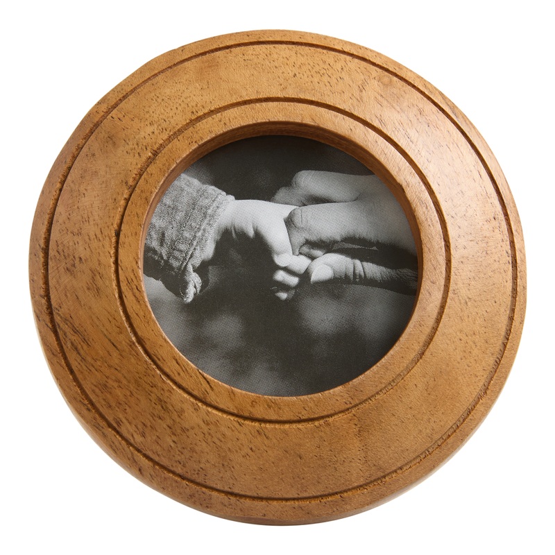 Mini Round Carved Acacia Wood Picture Frame