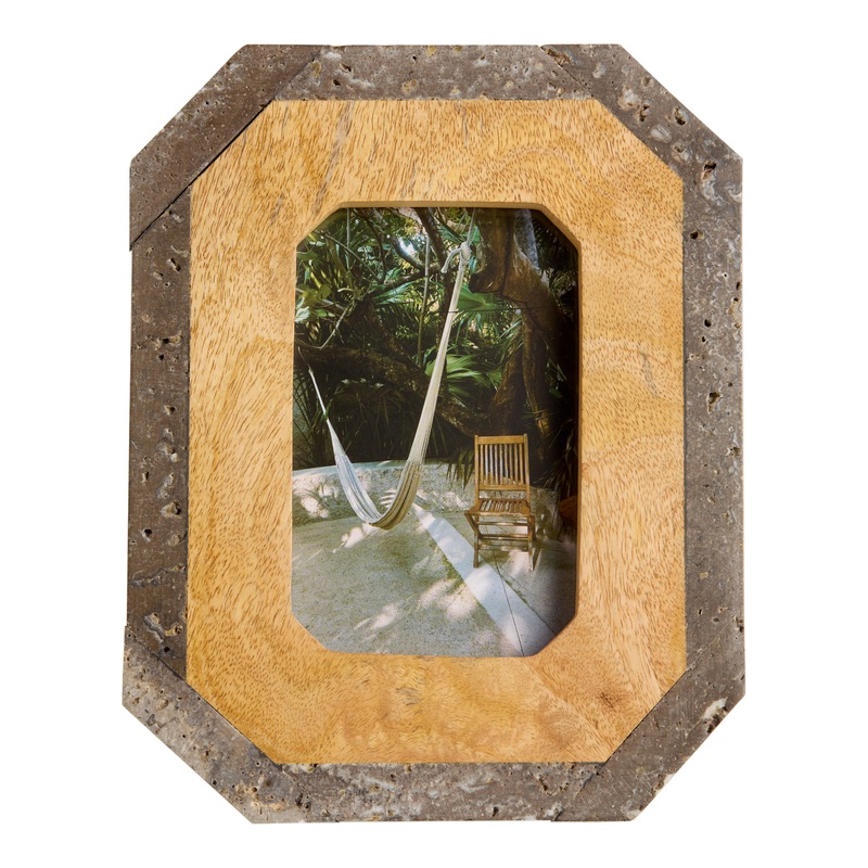 Natural Mango Wood and Stone Frame