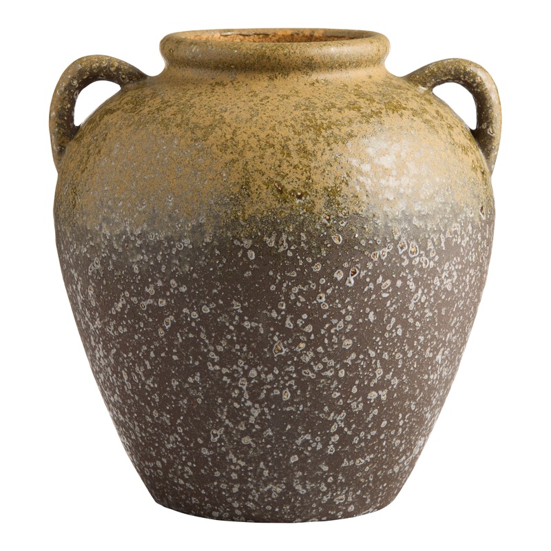 Olive and Plum Reactive Glaze Ceramic Jug Vase with Handles