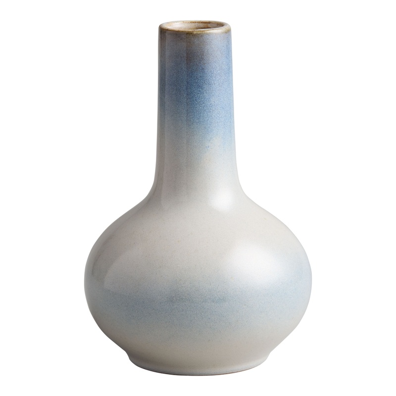 Pale Blue Reactive Glaze Ceramic Narrow Neck Vase
