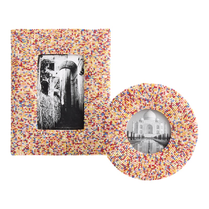 Rainbow Beaded Picture Frame