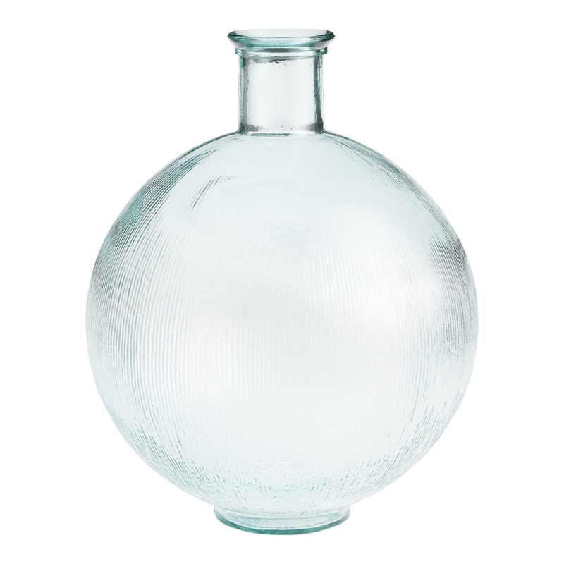 Recycled Glass Ribbed Globe Floor Vase