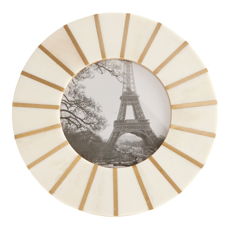 Round Bone and Brass Inlay Radiating Frame