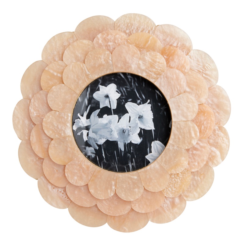 Round Peach Layered Scallop Floral Picture Frame