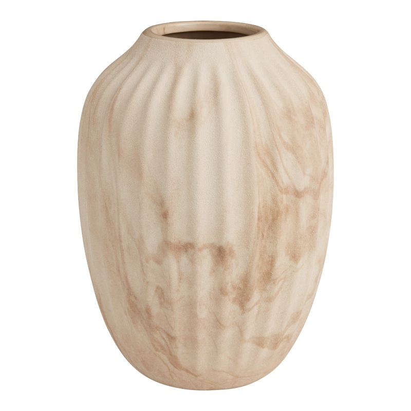 Rounded Ivory Ceramic Marbled Vase