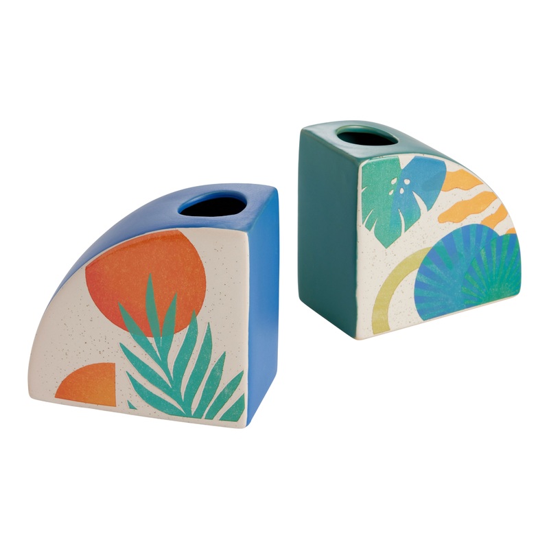 Sabrena Khadija Ceramic Tropical 2 Piece Arch Vase