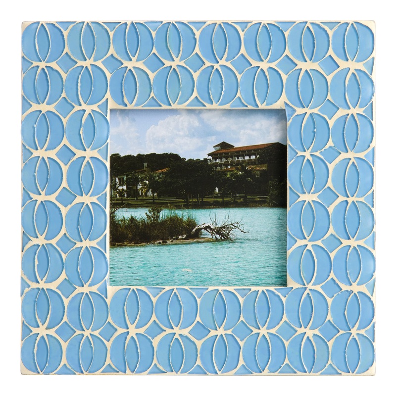 Square Dusty Blue Glass Mosaic Geo Frame