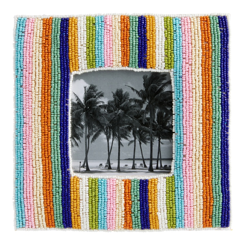 Square Multicolor Stripe Handmade Beaded Frame