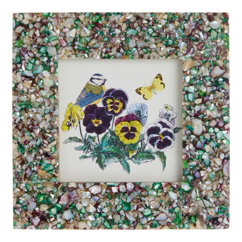 Square Teal Upcycled Mother-of-Pearl Frame