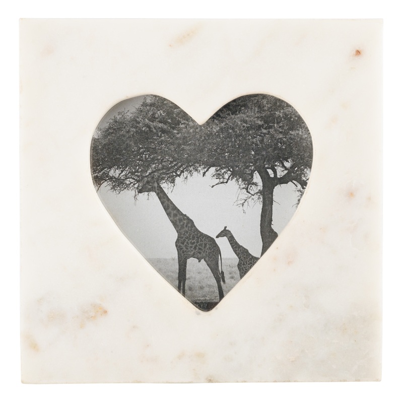 Square White Marble Heart Picture Frame