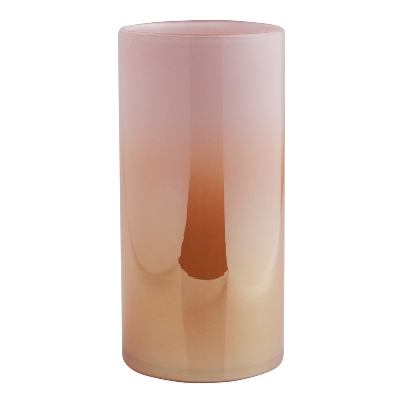 Tall Pink And Apricot Ombre Glass Vase