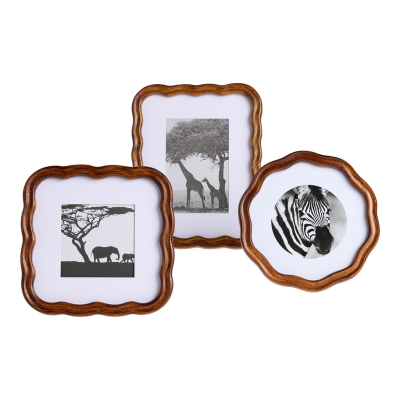 Walnut Acacia Wood Scalloped Picture Frame