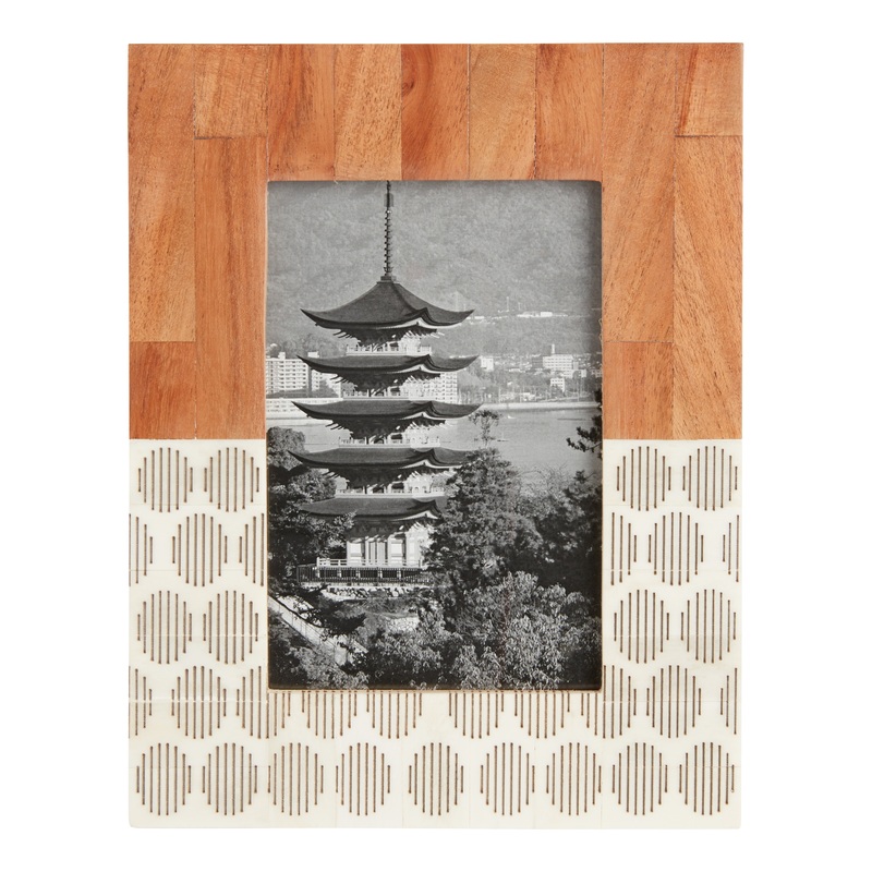 Wood And Bone Oval Pattern Frame