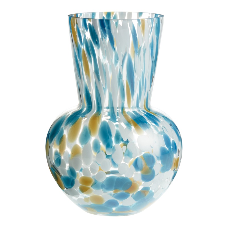 Blue And Green Confetti Handblown Glass Vase