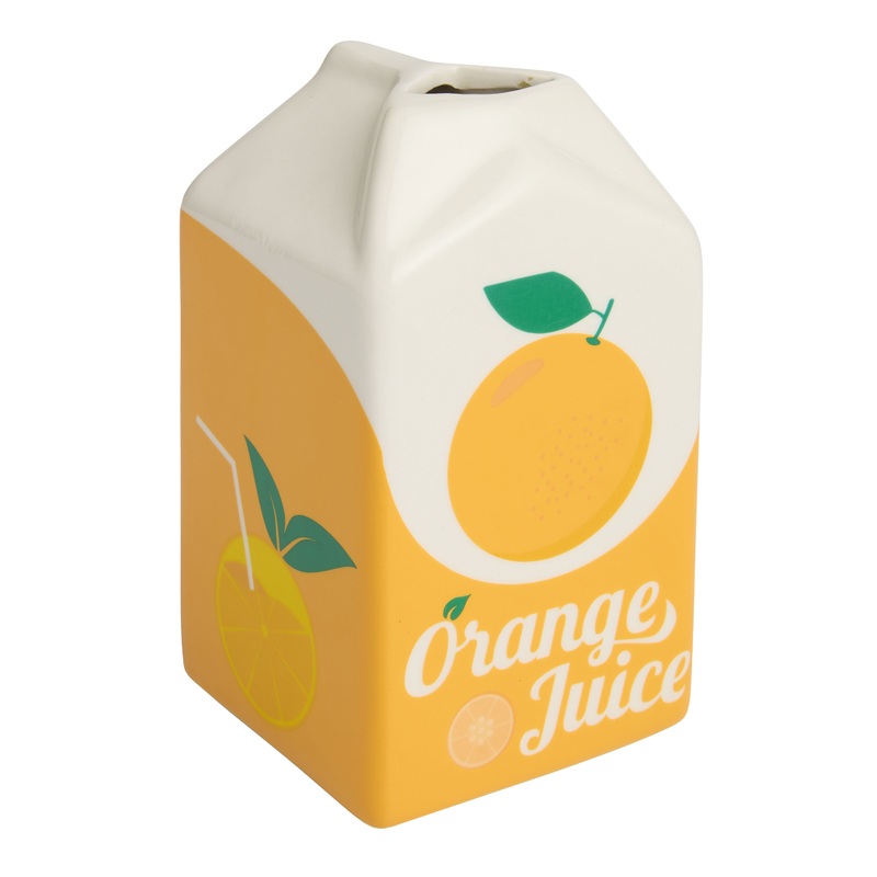 Ceramic Retro Orange Juice Carton Vase