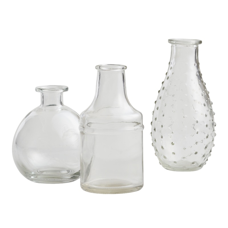Clear Glass Bud Vases Set of 3