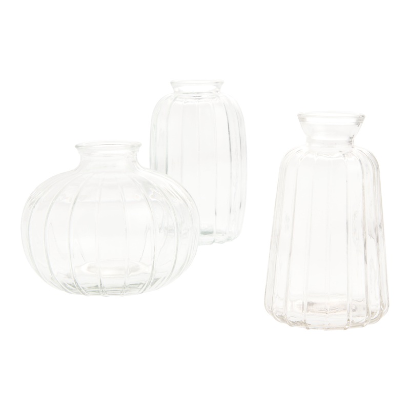 Clear Glass Ribbed Bud Vase