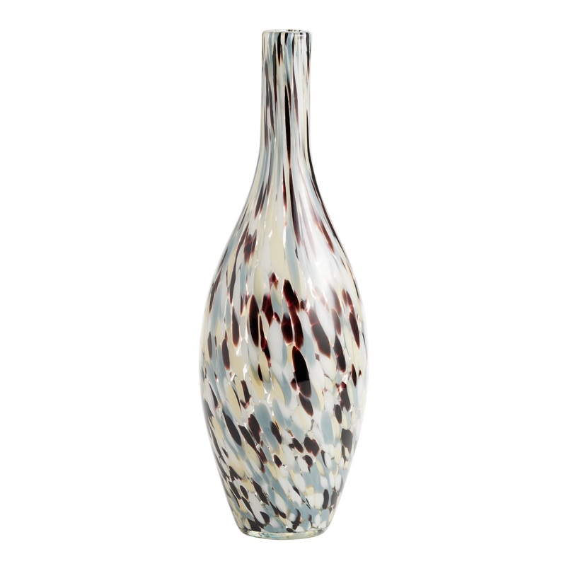 CRAFT Gray and White Confetti Handblown Glass Vase