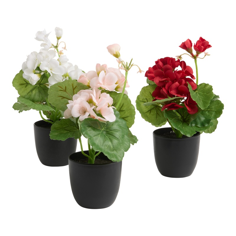Faux Geranium Plants Set of 3
