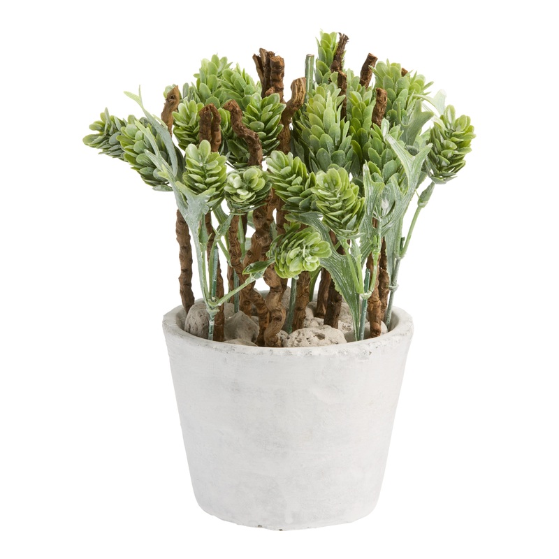 Faux Pineapple Grass in Cement Pot