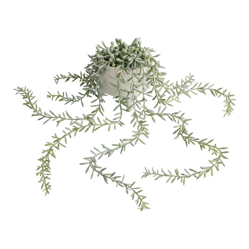 Faux String of Bananas Plant in White Geo Pot