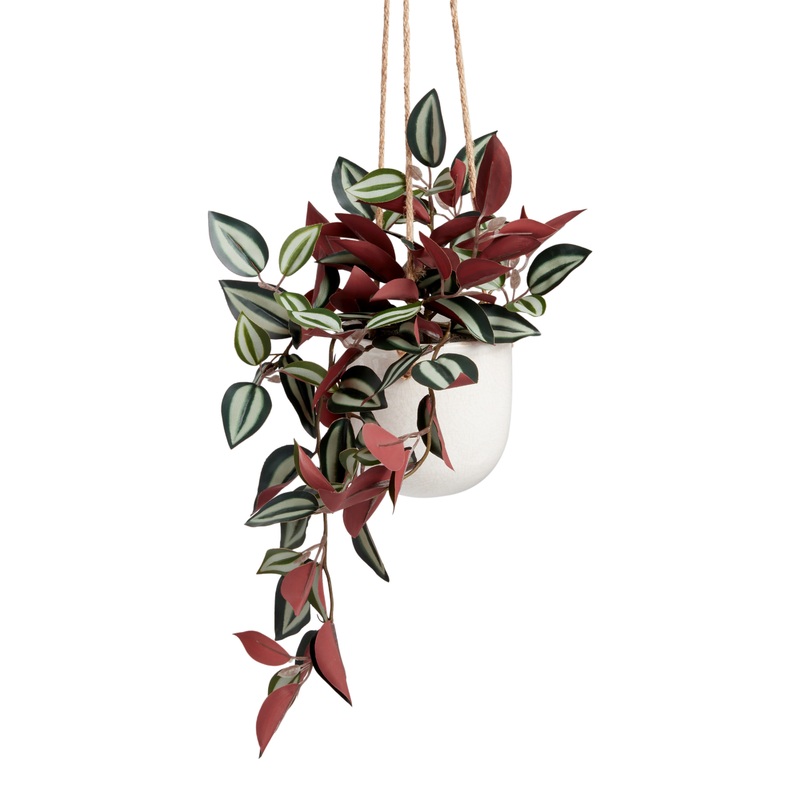 Faux Tradescantia Zebrina Plant in Hanging Pot