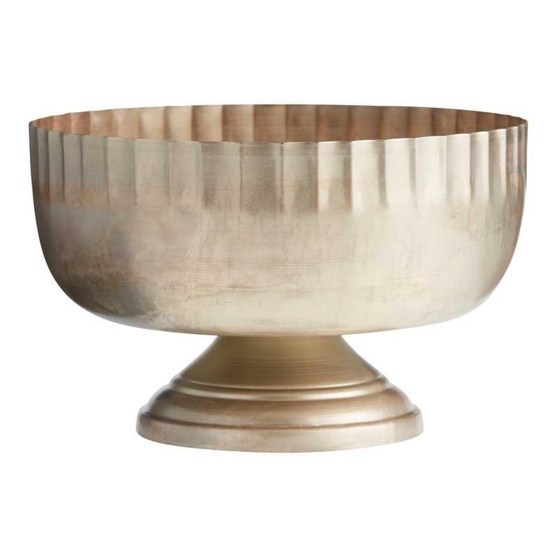 Gold Crackle Metal Footed Bowl Planter