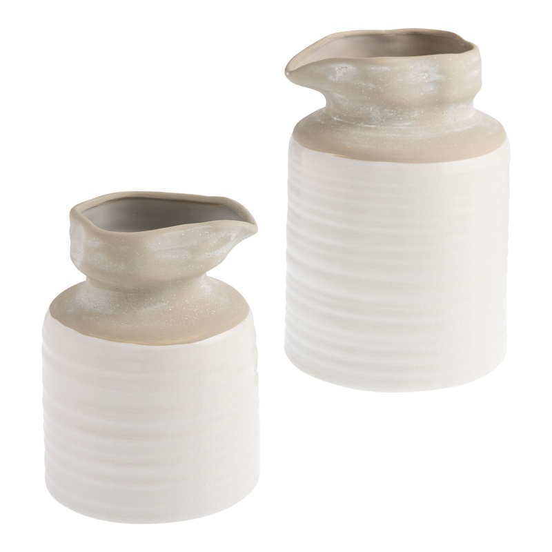 Gray and White Reactive Glaze Ceramic Pitcher Vase