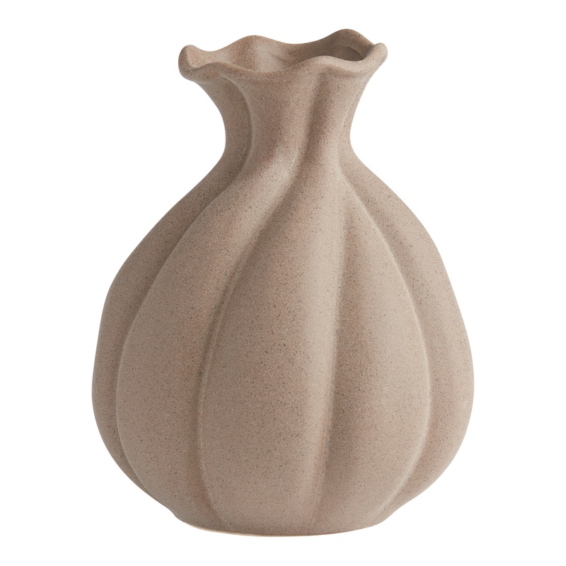Gray Textured Ceramic Pod Vase