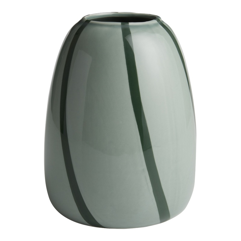 Green Ceramic Swirling Stripes Vase