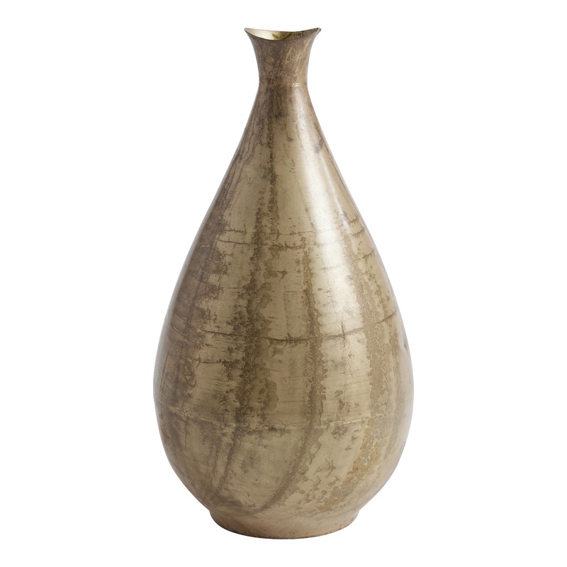 Large Matte Gold Metal Crackle Jug Vase