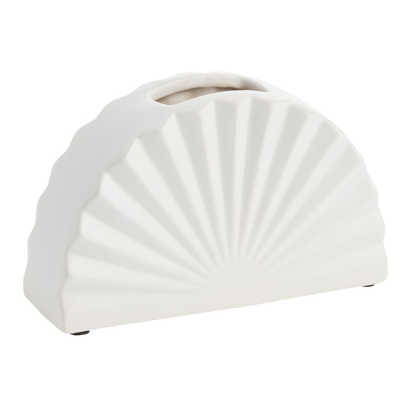 Matte White Fan Ceramic Vase