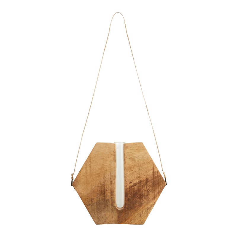 Modern Wood Hexagon Hanging Test Tube Vase
