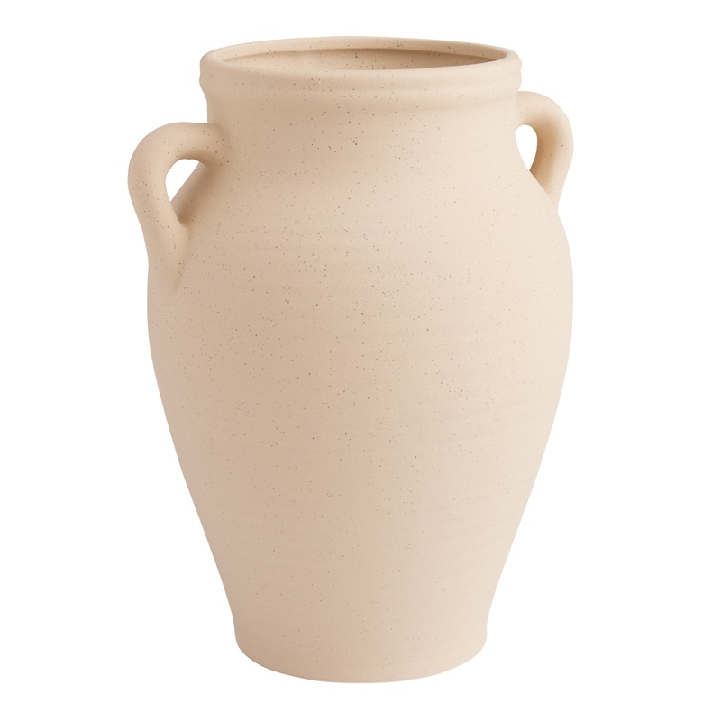 Natural Ceramic Speckled Jug Vase With Handles