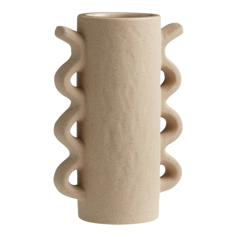 Natural Ceramic Vase With Wave Handles