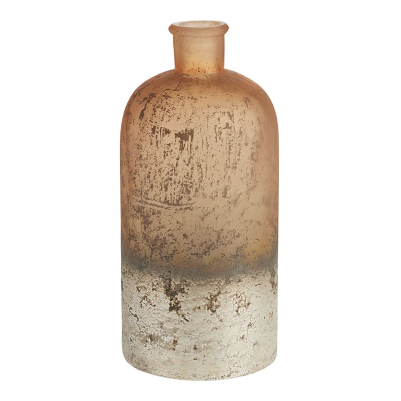 Pink Burnished Glass Bottle Vase