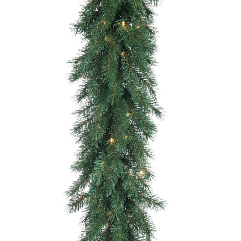 Pre Lit Faux Aspen Spruce Garland